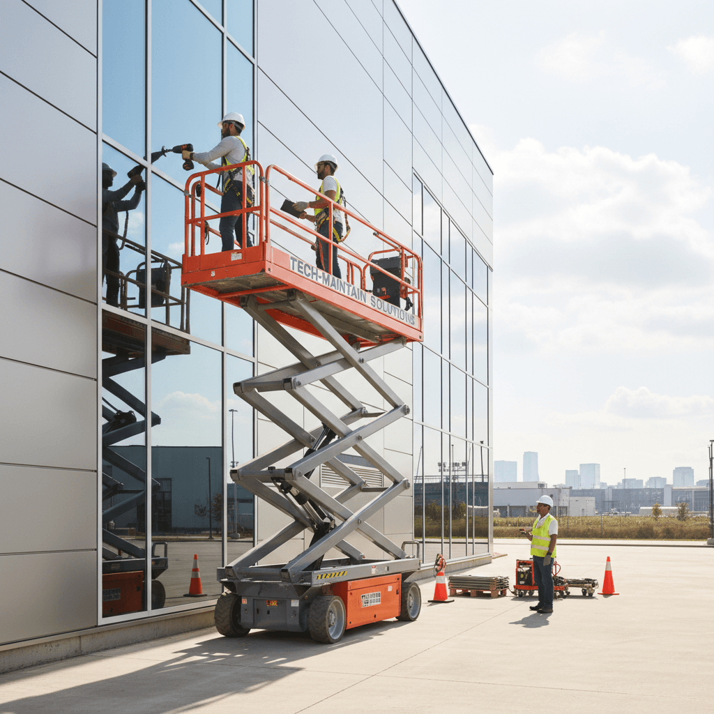Pemeliharaan bangunan dengan scissorlift